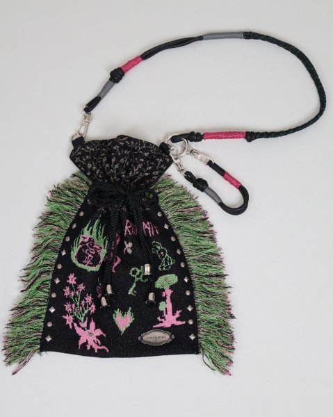 画像4: rurumu: adjustable strap jacquard pochette black (4)