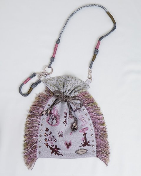 画像1: rurumu: adjustable strap jacquard pochette gray (1)