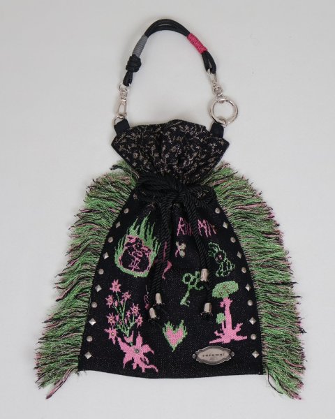 画像3: rurumu: adjustable strap jacquard pochette black (3)