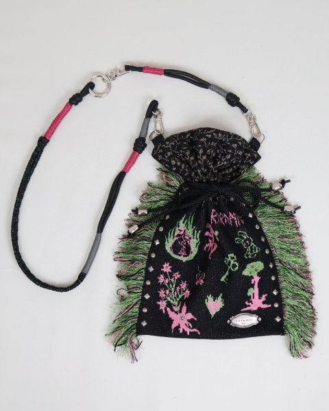 画像2: rurumu: adjustable strap jacquard pochette black (2)