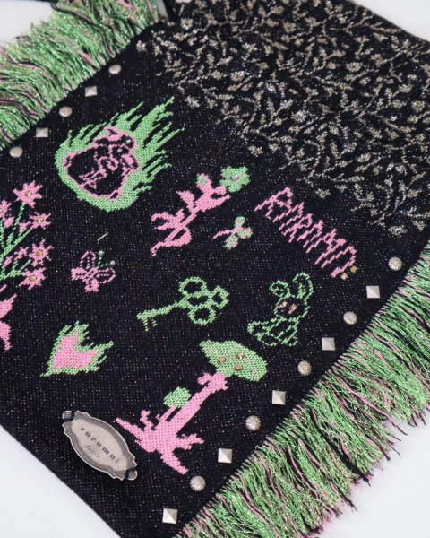 画像6: rurumu: adjustable strap jacquard pochette black (6)