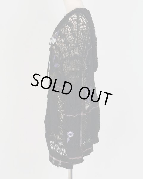 画像4: rurumu: plants motif crochet hoodie black (4)