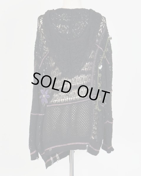 画像2: rurumu: plants motif crochet hoodie black (2)