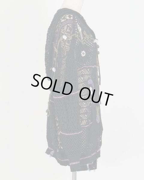 画像3: rurumu: plants motif crochet hoodie black (3)