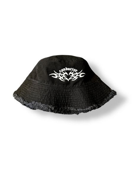 画像1: el conductorH　HEART TRIBAL EMBROIDERED BUCKET HAT　BK (1)