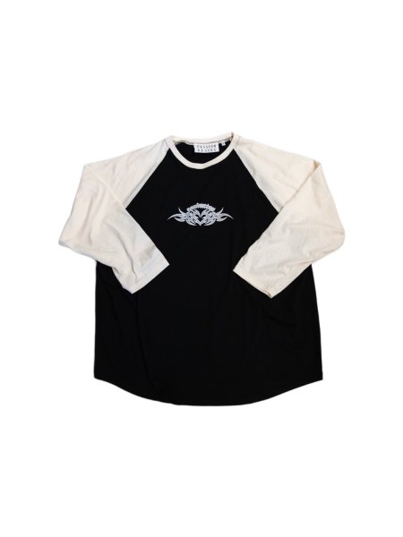 画像1: el conductorH　RAGRAN SLEEVE HEART TRIBAL PRINT T SHIRT BK (1)