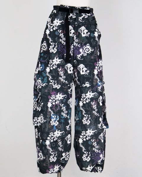 画像1: rurumu: "Unknown Plants" printed detachable pants black (1)