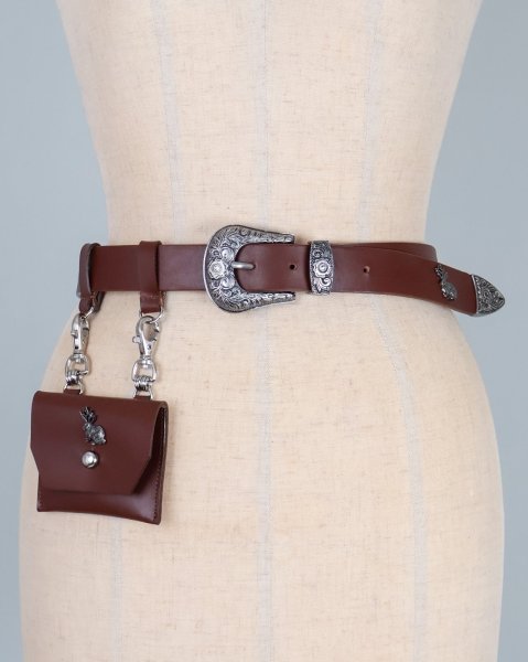 画像1: rurumu: leather mini pouch belt brown (1)