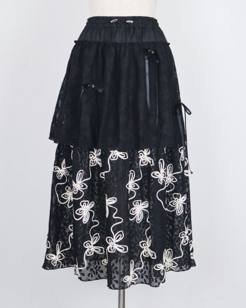 画像1: rurumu:25SS  lace detachable skirt black (1)