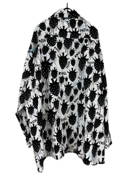 画像2: KIDILL 25AW KL999 STRAWBERRY OVERSIZED SHIRT WHITE×BLACK STRWABERRY (2)