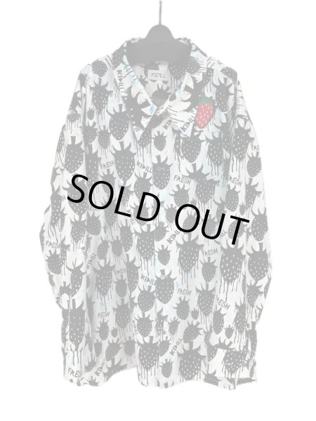 画像1: KIDILL 25AW KL999 STRAWBERRY OVERSIZED SHIRT WHITE×BLACK STRWABERRY (1)