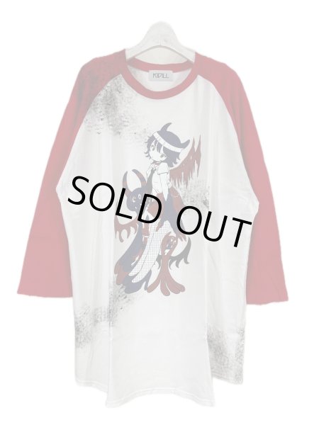 画像1: KIDILL 25AW KL1013 PUNK GIRL RAGLAN T-SHIRT DIRTY WHITE×RED (1)
