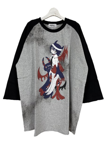 画像1: KIDILL 25AW KL1013 PUNK GIRL RAGLAN T-SHIRT DIRTY GREY×BLACK (1)