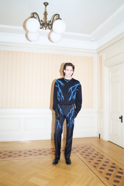 画像5: TENDER PERSON LIGHTNING PAINTING KNIT PULLOVER BLACK (5)