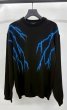 画像1: TENDER PERSON LIGHTNING PAINTING KNIT PULLOVER BLACK (1)