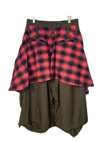 画像2: beauty:beast　8Q Layered Super Wide Sarouel（Checker Edition) BROWN×RED (2)