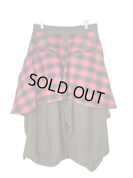 画像2: beauty:beast　8Q Layered Super Wide Sarouel（Checker Edition) BROWN×RED (2)