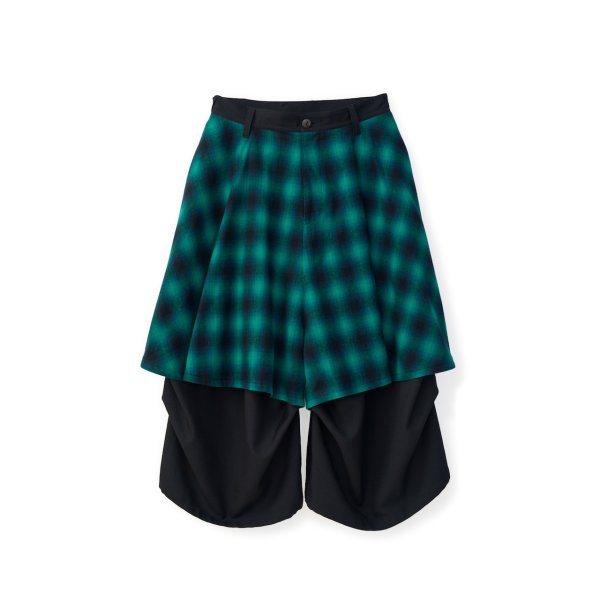 画像1: beauty:beast　8Q Layered Super Wide Sarouel（Checker Edition) BLACK×GREEN (1)