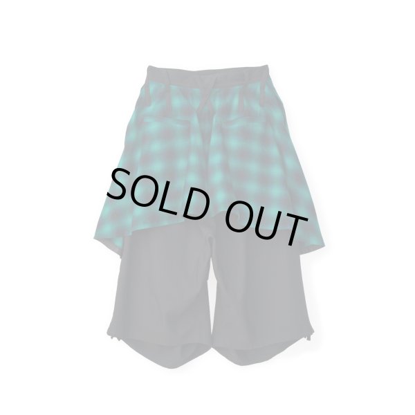 画像2: beauty:beast　8Q Layered Super Wide Sarouel（Checker Edition) BLACK×GREEN (2)