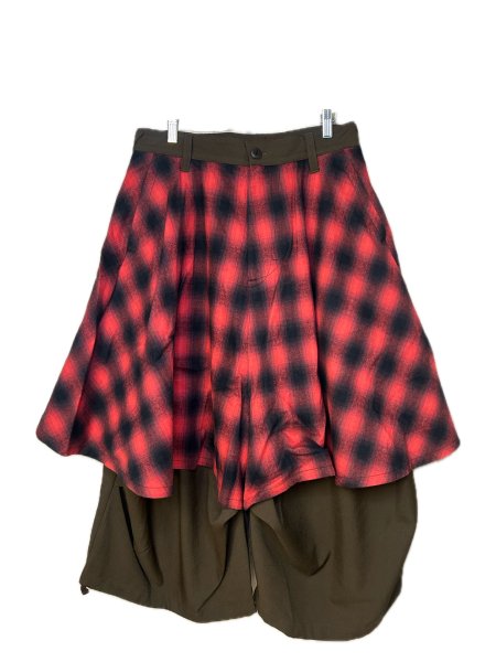 画像1: beauty:beast　8Q Layered Super Wide Sarouel（Checker Edition) BROWN×RED (1)