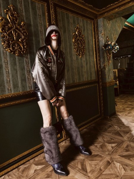 画像8: el conductorH　CHEMICAL FUR LEG WARMER GRAY (8)