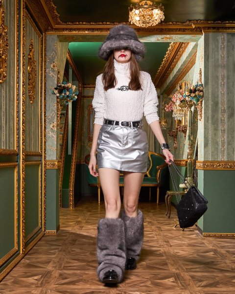 画像4: el conductorH　CHEMICAL FUR LEG WARMER GRAY (4)