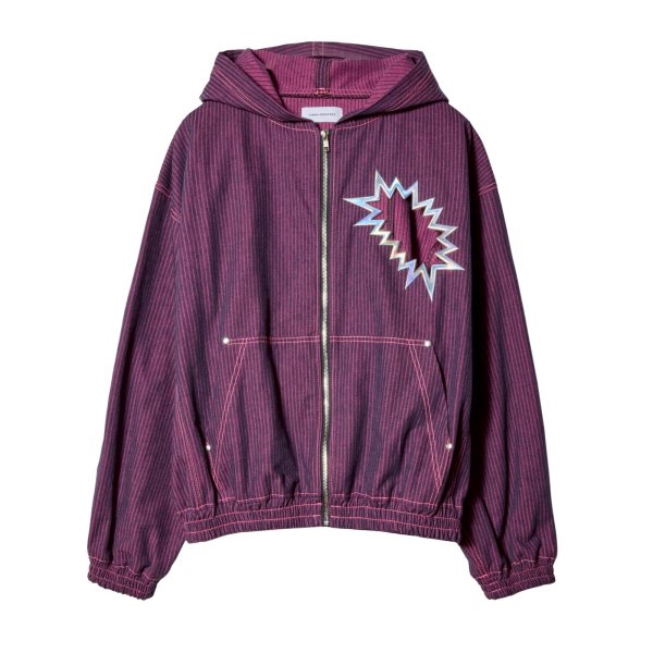 画像1: LIBRIO MENDONÇA METALIC DETAIL STRIPE DENIM JACKET PINK (1)