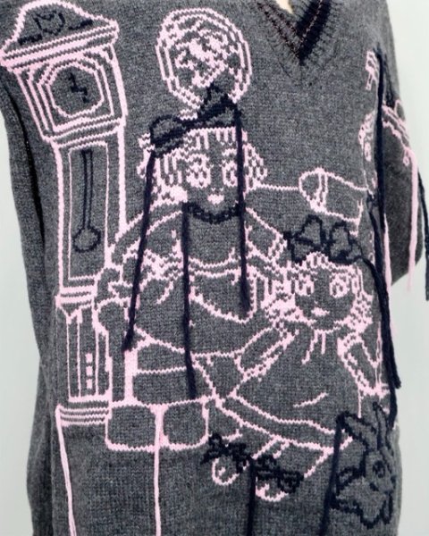 画像6: rurumu: 25AW mimi jacquard over size vest gray (6)
