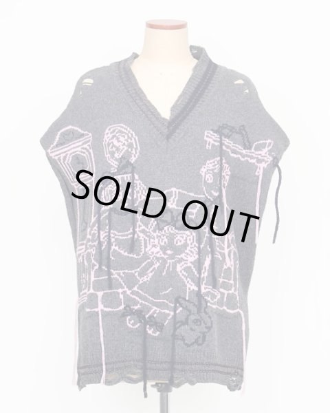 画像1: rurumu: 25AW mimi jacquard over size vest　gray (1)