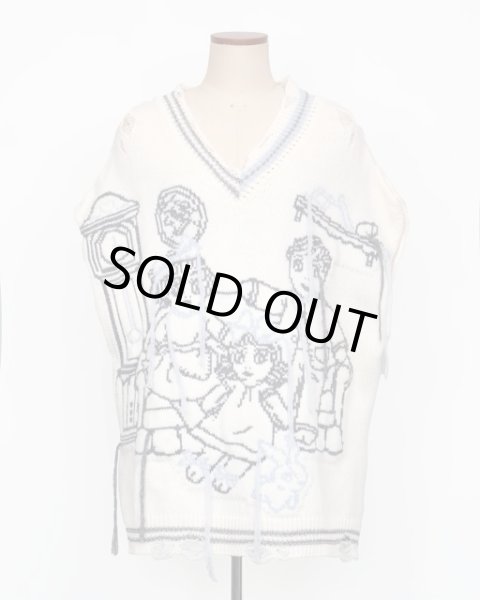 画像1: rurumu: 25AW mimi jacquard over size vest　ivory (1)