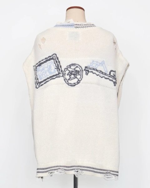 画像2: rurumu: 25AW mimi jacquard over size vest ivory (2)