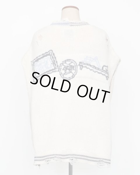 画像2: rurumu: 25AW mimi jacquard over size vest　ivory (2)