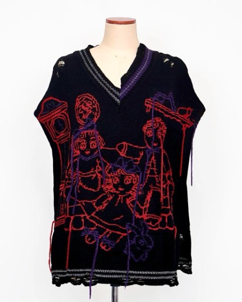 画像1: rurumu: 25AW mimi jacquard over size vest black (1)