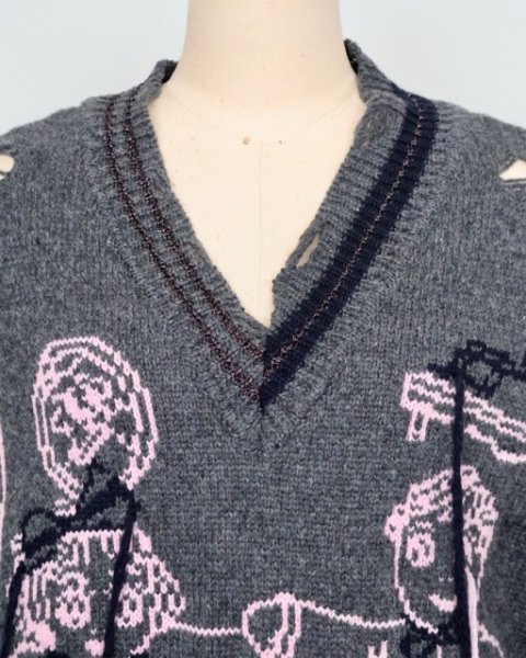 画像5: rurumu: 25AW mimi jacquard over size vest gray (5)