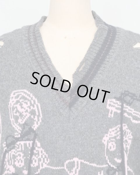 画像5: rurumu: 25AW mimi jacquard over size vest　gray (5)