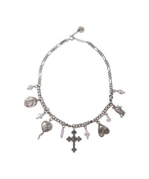 画像1: rurumu:  21AW AC02-mix amulet motif necklace silver x red (1)