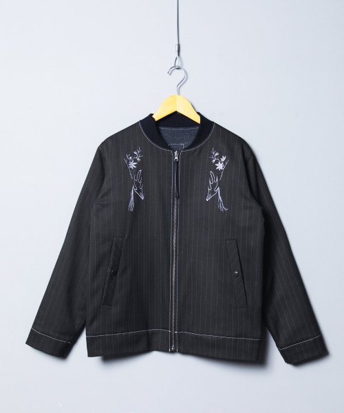 画像1: N'enuphar　家紋刺繍　リバーシブルトラッカーブルゾン (1)