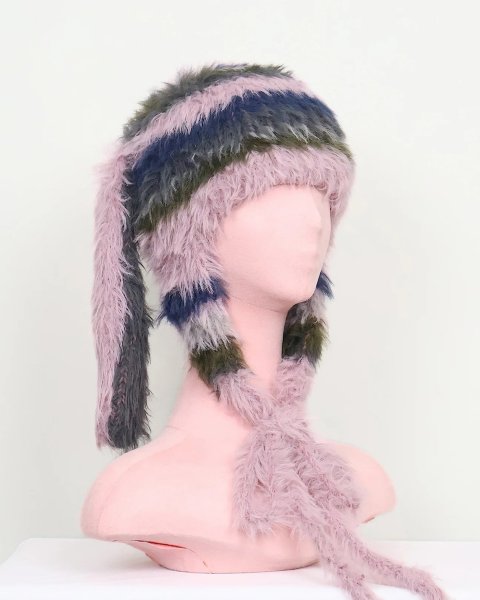 画像1: rurumu: 25AW usa-mimi fluffy beanie smoky pink (1)