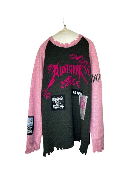 画像1: rurumu: 25AW rurumu:×KIDILL raglan pullover (large) pink (1)