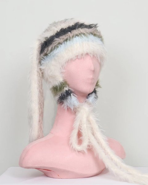 画像1: rurumu: 25AW usa-mimi fluffy beanie ivory (1)