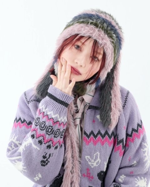 画像8: rurumu: 25AW usa-mimi fluffy beanie smoky pink (8)