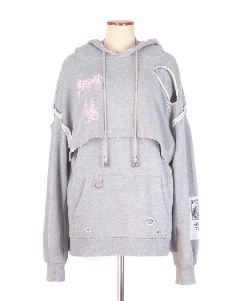 画像1: rurumu: collage printed layered hoodie (1)