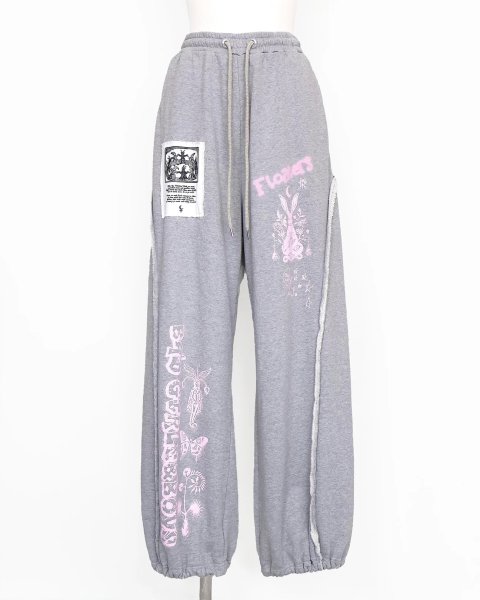 画像1: rurumu: collage printed lounge pants gray (1)