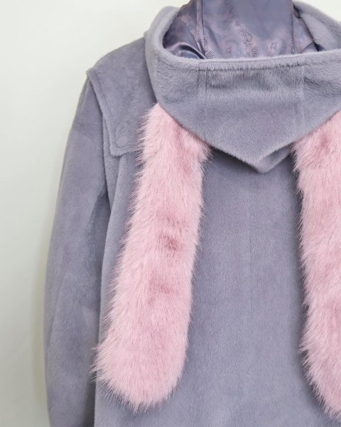 画像9: rurumu:  usa-mimi fur detachable duffel coat　grayish lavender (9)