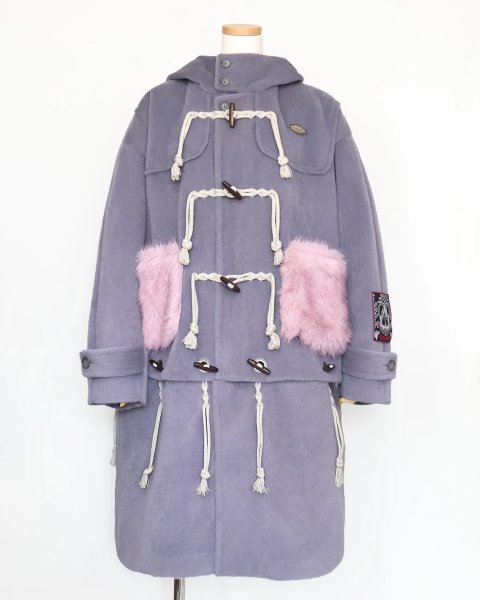 画像1: rurumu:  usa-mimi fur detachable duffel coat　grayish lavender (1)