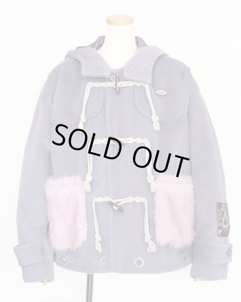 画像7: rurumu:  usa-mimi fur detachable duffel coat　grayish lavender (7)