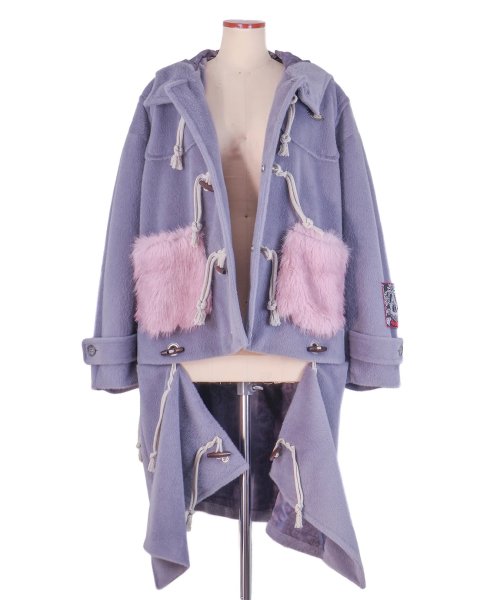 画像5: rurumu:  usa-mimi fur detachable duffel coat　grayish lavender (5)