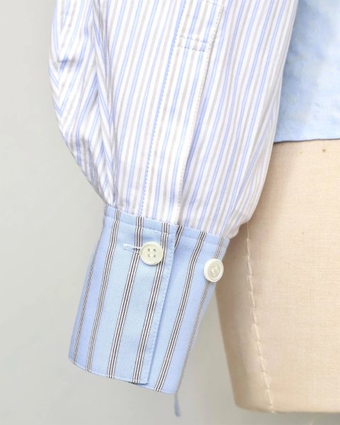画像9: rurumu: 25AW lace up stripe shirts sax blue (9)