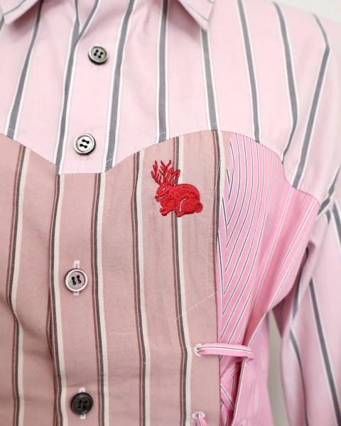 画像9: rurumu: 25AW lace up stripe shirts pink (9)