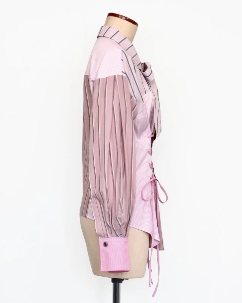 画像5: rurumu: 25AW lace up stripe shirts pink (5)